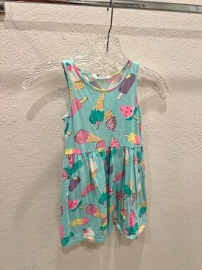 H&M Girls' Mint Ice Cream Print Casual Dress with Pink, Purple, Yellow Accents
